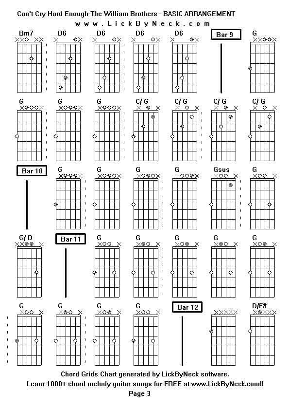 Chord Grids Chart of chord melody fingerstyle guitar song-Can't Cry Hard Enough-The William Brothers - BASIC ARRANGEMENT,generated by LickByNeck software.